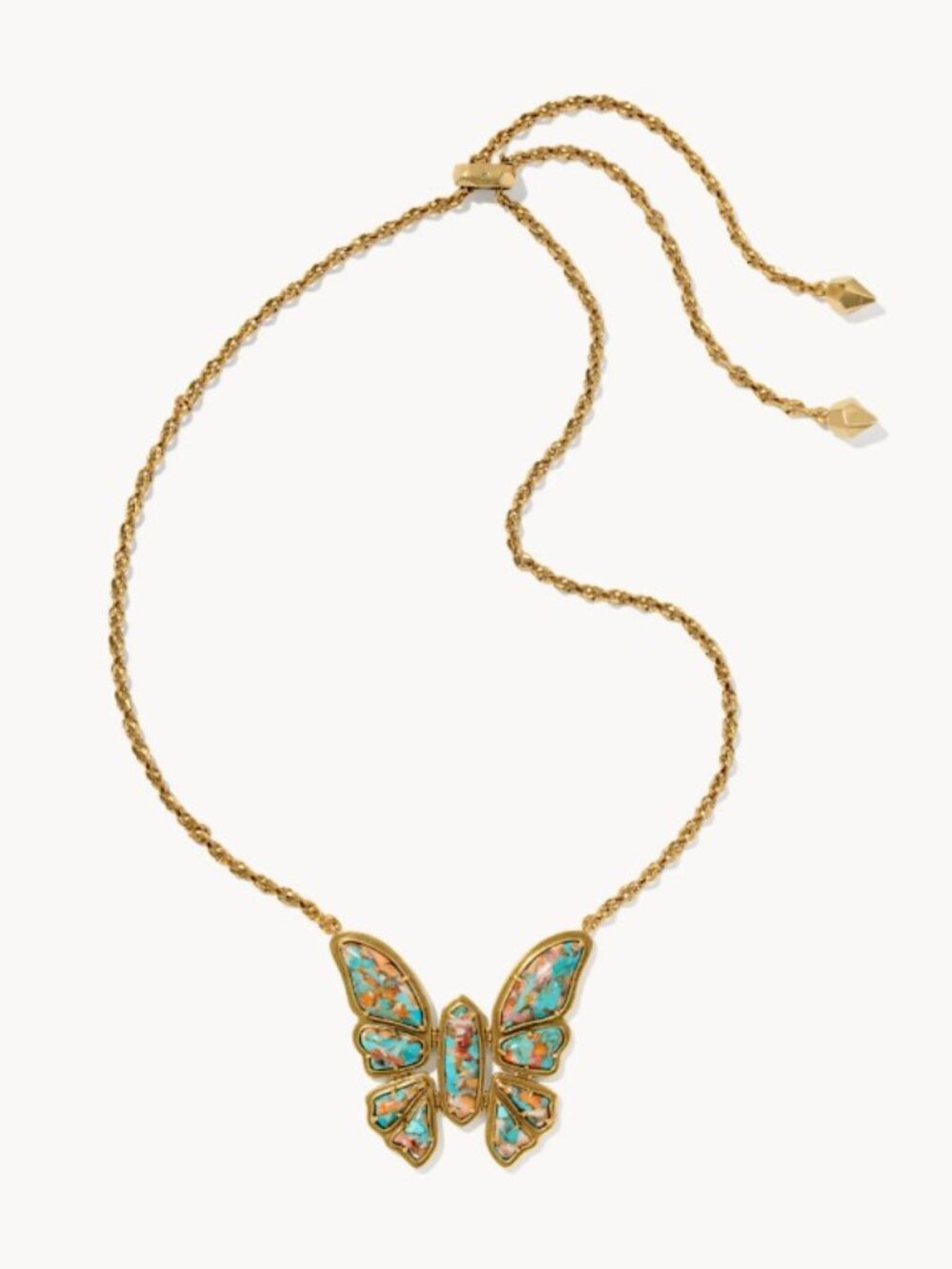 Kendra Scott Ember Vintage Gold Butterfly Statement Necklace in Bronze Turquoise